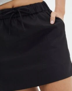 Linen Blend Mini Skirt -Glassons t mila tie waist mini skirt black imageback ss116071tlv