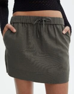 Linen Blend Mini Skirt -Glassons t mila tie waist mini skirt cypress full ss116071tlv