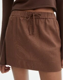 Linen Blend Mini Skirt -Glassons t mila tie waist mini skirt deep umber full ss116071tlv