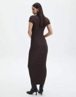 V Neck Collared Wide Rib Knit Dress -Glassons t von v neck ss maxi irish coffee back kd103987tknt