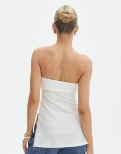 Foldover Zip Tube Top -Glassons tatiana fold down side zip tube top milk back bv124397pln