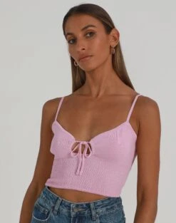 Twist Front Rib Knit Crop Top -Glassons tommo tie knit top perfect pink front kv76324rib