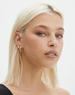 Faux Leather Low Rise Pant -Glassons twisted plain hoop pack gold front je121822ear 2