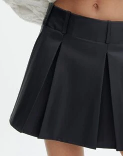 Faux Leather Pleated Mini Skirt -Glassons violet pleated pu mini skirt black imageback ss102476pu