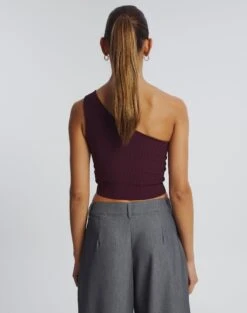 One Shoulder Ribbed Tank -Glassons wirius one shoulder cherry oh back kv44069rib