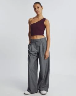 One Shoulder Ribbed Tank -Glassons wirius one shoulder cherry oh full kv44069rib