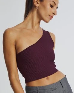 One Shoulder Ribbed Tank -Glassons wirius one shoulder cherry oh imageback kv44069rib