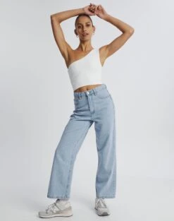 One Shoulder Ribbed Tank -Glassons wirius one shoulder white full kv44069rib