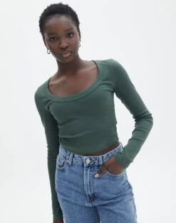 Ringspun Denim Skirt -Glassons wylie wide rib scoop thyme out front tl53892prib 1