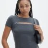 Zip Detailed Crop Tee -Glassons zala zip top shadow dancer front ts107400vis